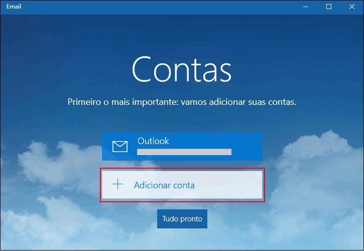 Adicionar contas - Aplicativo Mail windows 10