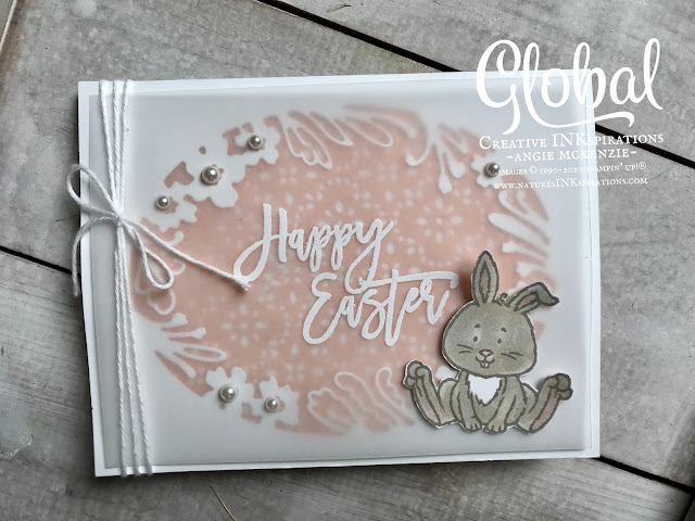 By Angie McKenzie for Global Creative Inkspirations; Click READ or VISIT to go to my blog for details! Featuring the Welcome Easter and Easter Promise stamp sets from the January-June 2020 Mini Catalog and the Petals Labels Dies and Stitched Lace Dies from the 2019-2020 Annual Catalog; #easterpromisestampset #welcomeeasterstampset #petalslabelsdies #stitchedlacedies #coloringwithblends #stampingtechniques #cardtechniques #stampinup #handmadecards #stampinblends #fussycutting #popupcards