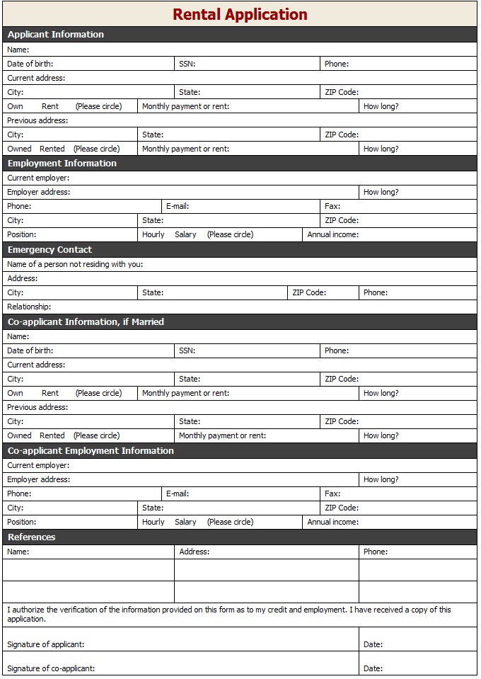 ... free rental application form image download free rental application