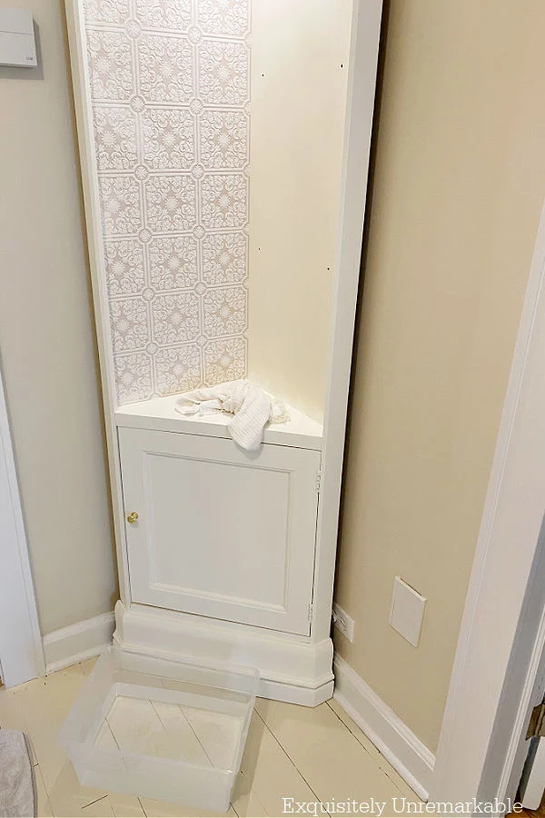 Using Wallpaper On A Corner Cabinet