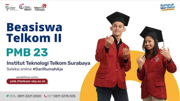 Kesempatan Emas Kuliah Gratis di IT Telkom Surabaya. Anda memiliki prestasi baik akademik maupun non akademik dan kuliah bidang teknik dan berburu kuliah gratis ?, siapa sih yang tidak mau kuliah gratis di tengah krisis global seperti ini plus biaya hidup dan pendidikan terus naik, kapan lagi meringankan orang tua.inilah saatnya.  Salah satu kampus yang memberikan kuliah hingga full gratis 100 % adalah IT Telkom Surabaya yang berlokasi di Jalan Ketintang 156 Surabaya Jawa Timur.