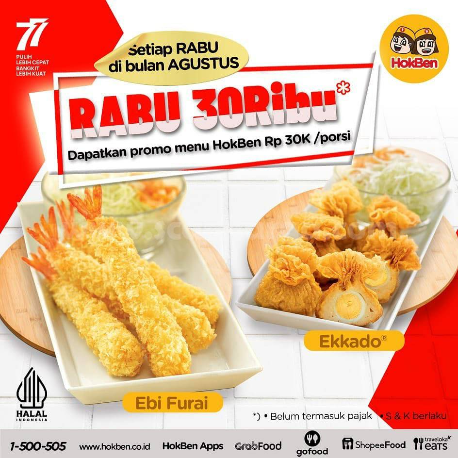 Promo HOKBEN Rabu Tiga Puluh Ribu – Untuk Menu Ekkado atau Ebi Furai