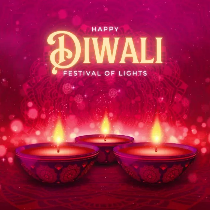 Happy Diwali 2023 Pink Diya Image