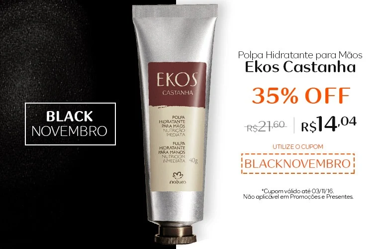 Polpa hidratante para mãos Ekos Castanha com 35% OFF