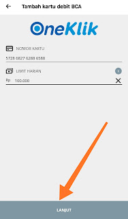 cara melihat nomor kartu untuk didaftarkan one klik bca