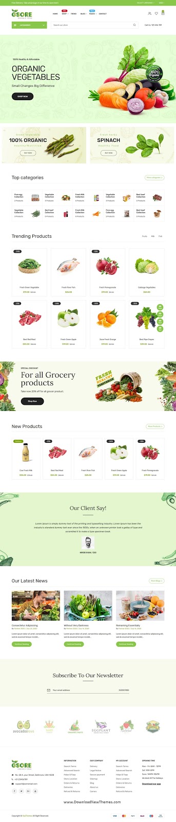 Best Grocery and Organic Food Shop Website Theme