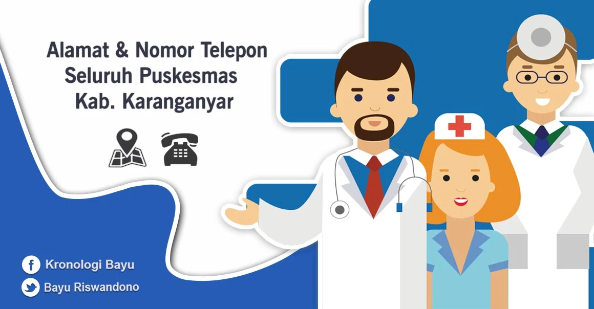 Daftar Alamat dan Nomor Telepon Puskesmas (Pusat Kesehatan Masyarakat PKM) di Kabupaten Karanganyar Propinsi Jateng.Daftar Alamat dan Nomor Telepon Puskesmas Kabupaten Karanganyar, Jam Buka Puskesmas Kecamatan karanganyar tawangmangu jaten mojogedang gondangrejo