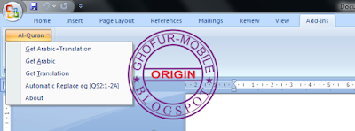 Cara memasang dan menggunakan ayat Al-Quran pada Microsoft Word 2007