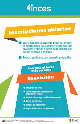 Oportunidad para graduarte como bachiller en el Inces