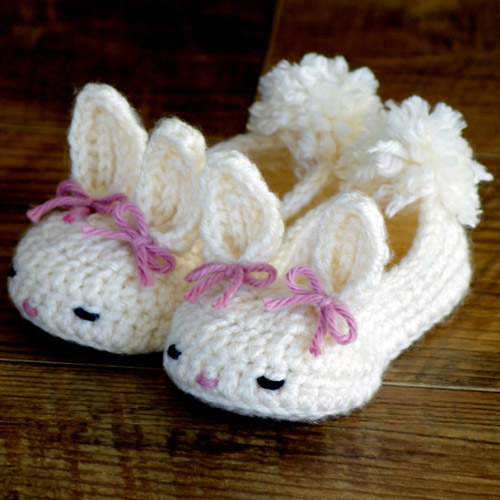 Happy Baby Bunny House Slippers - Crochet Pattern 