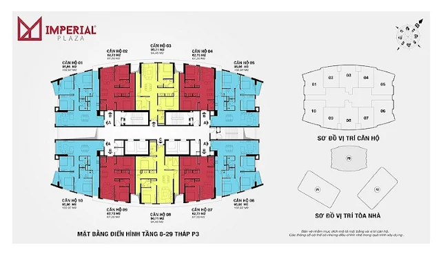 Mặt bằng tầng căn hộ điển hình tòa IP.P3 Imperial Plaza