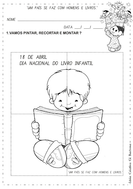 Atividade Quebra Cabeça para montar Dia do Livro Infantil