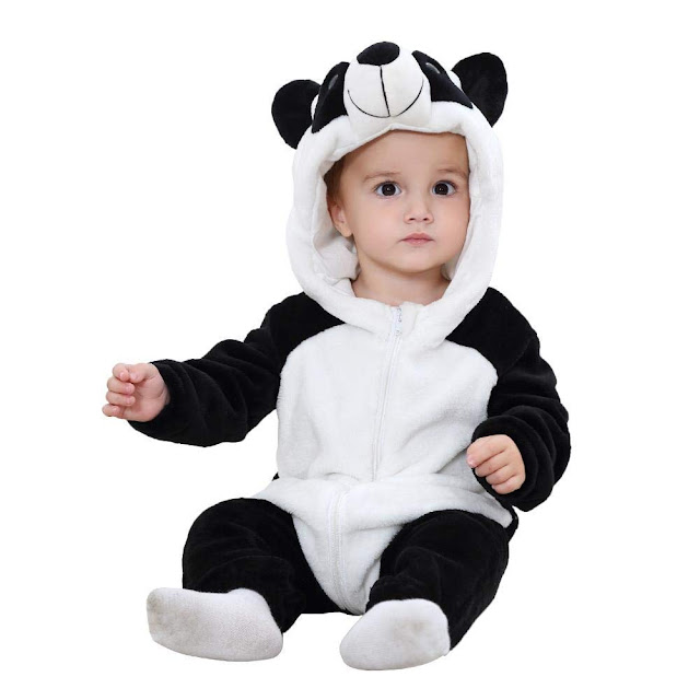 TASLAR Unisex Baby Flannel Jumpsuit Panda Style Cosplay Clothes Bunting Outfits Snowsuit Hooded Romper Outwear