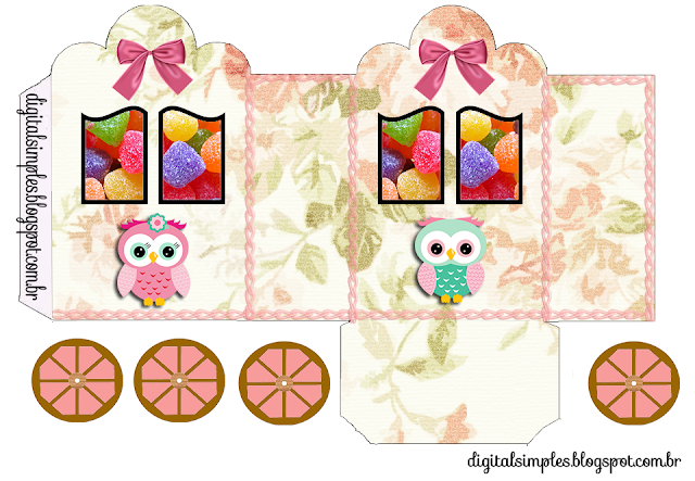 Owl Couple: Free Printable Wedding Carriage.