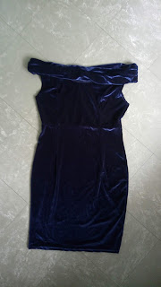 haul, vintage, velours, velvet, fashion, blue dress