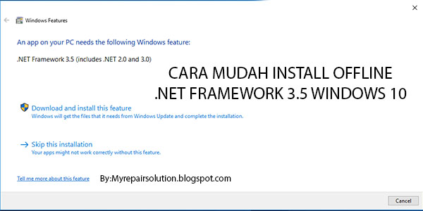 bagaimana Caranya Menginstall .Net Framework 3.5 Manual di Windows 10