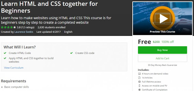 [100% Off] Learn HTML and CSS together for Beginners| Worth 200$
