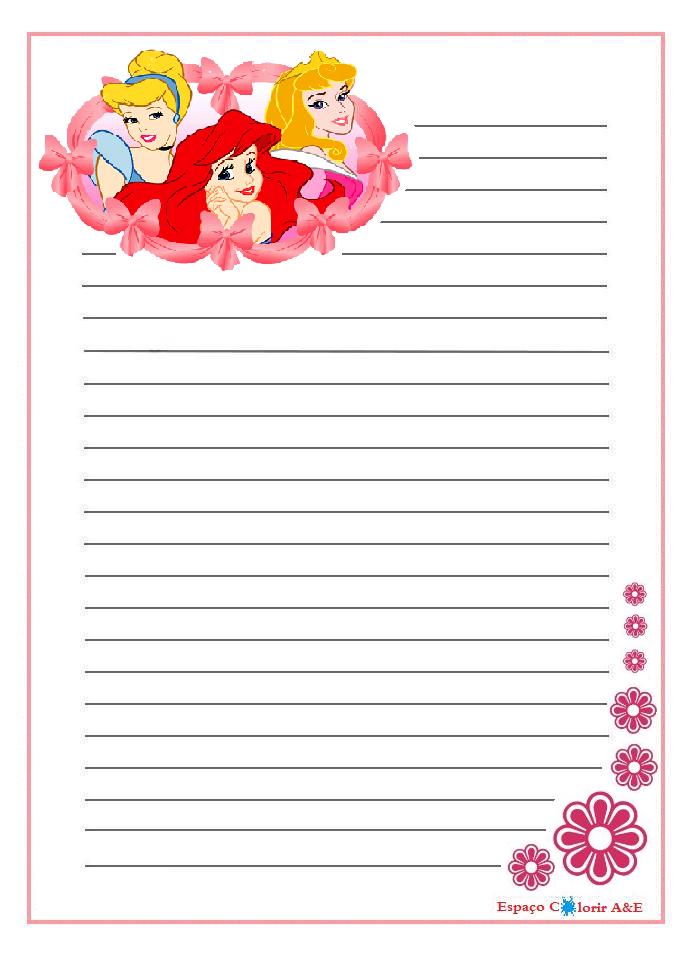 Papel de carta das princesas Disney para imprimir 
