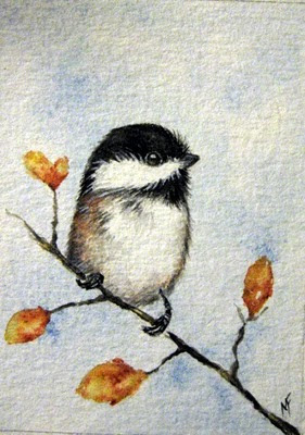 watercolour chickadee painting