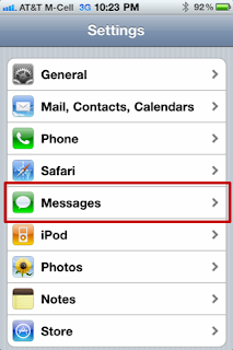 iPhone Settings Messages