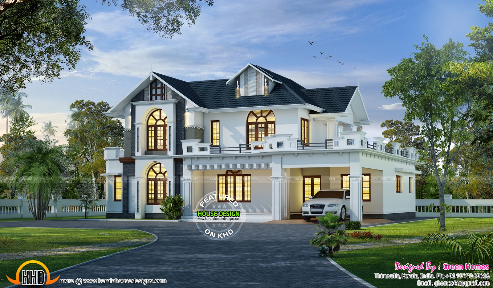 Wonderful house design  Kerala home design and floor plans