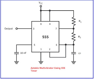 Astable Multivibrator | Astable Multivibrator using 555 Timer | Astable Multivibrator using 555