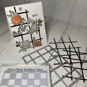 Elements from the Best Plaid Builder Die used on Halloween Card