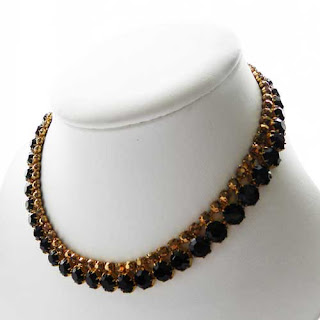 black diamante vintage costume necklace 1960s