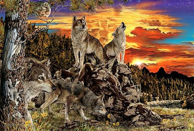 Hidden Wolves in mountain illusion
