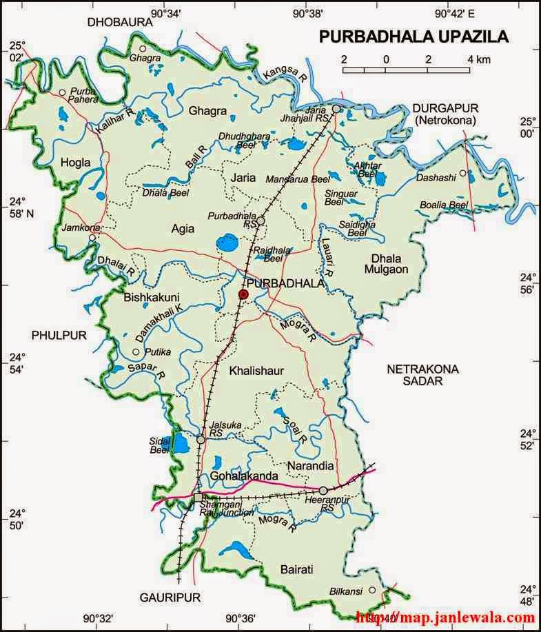 purbadhala upazila map of bangladesh