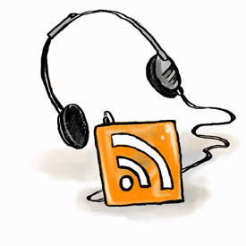  the podcasting image with headphones around it