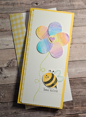Bee my valentine stampin up watercolour pencil punch art card