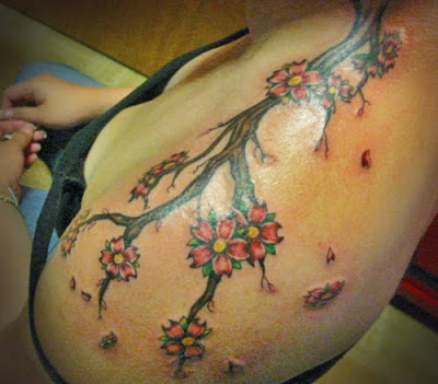 love foot tattoo cherry blossom vine tattoos