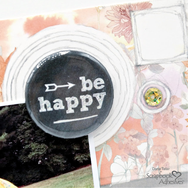 How to Secure Flair Buttons to a Scrapbook Layout Using Adhesive Dots