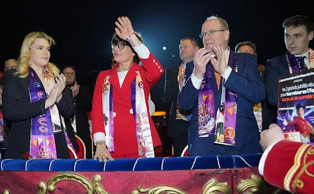 Prince Albert II, Camille Gottlieb, Louis Ducruet and pregnant Marie Chevalier. Princess Stephanie wore a red suit