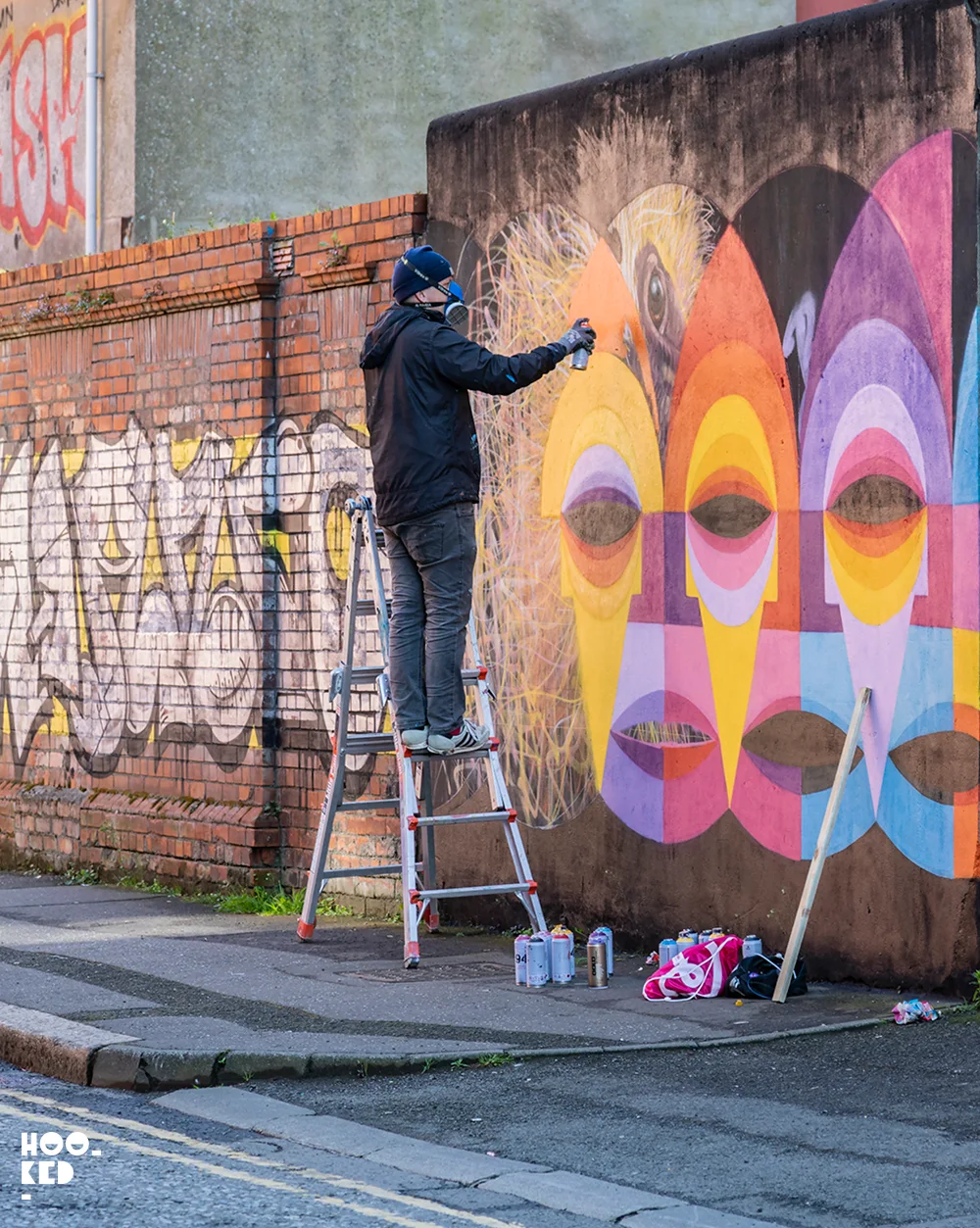 Belfast Street Art Festival Hit The North - Shane O'Malley at work