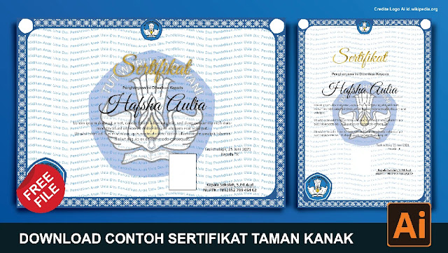 Download Contoh Sertifikat PAUD Atau TK Microsoft Word CorelDraw, Photoshop