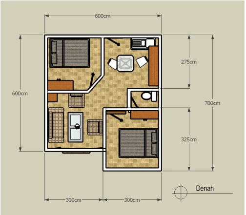 Denah Rumah Sederhana Minimalis Type 36