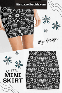 Black and white symmetric pattern Mini Skirt.