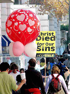 Rose Parade 2009 - Big Red Balloon & Christ Died for Your Sins (yeah, right)