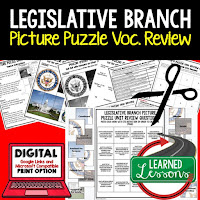 legislative branch, Civics Test Prep, Civics Test Review, Civics Study Guide, Civics Interactive Notebook Inserts, Civics Picture Puzzles