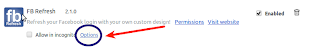 Click on Options in Addon Extension in Google Chrome 