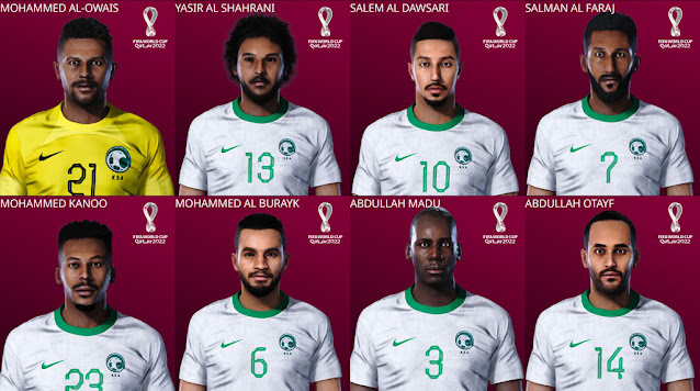 Saudi Arabia National Team WC22 Facepack For eFootball PES 2021