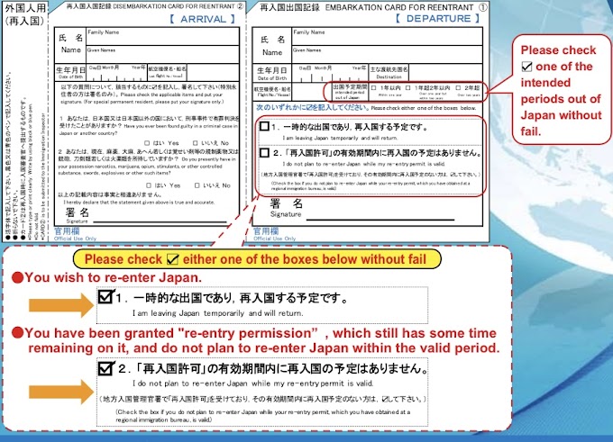 เอกสารจำเป็นสำหรับการออกนอกประเทศญี่ปุ่นของผู้ที่ถือวีซ่าพำนักระยะยาว
