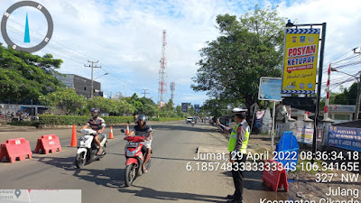 Personel Posyan Modern Polres Serang Laksanakan Pengaturan Jalur Mudik