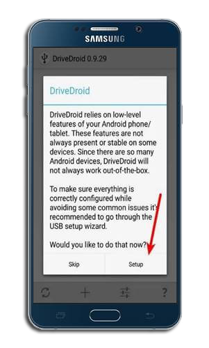 تثبيت تطبيق Drivedroid