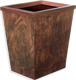 walnut wood wastepaper basket