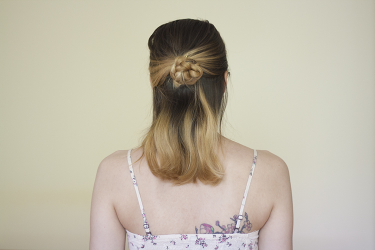 medium hair  bun braid hairstyle tutorial