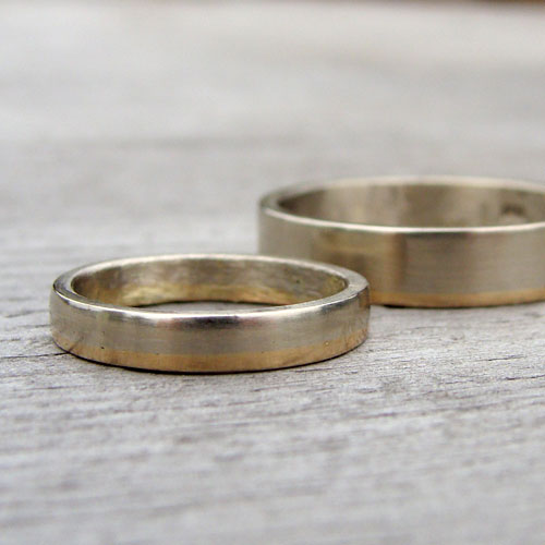 Recycled 14k white gold and recycled 14k yellow gold wedding bands