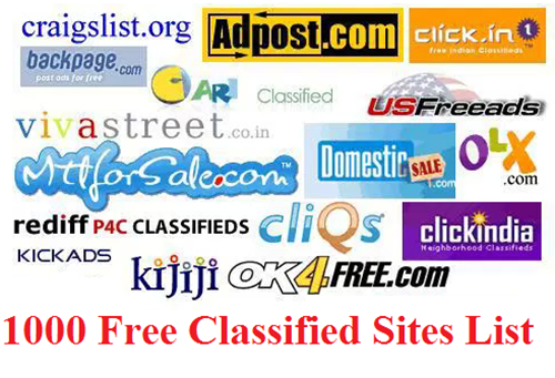 Top 1000 website for free add posting to promote your Website.